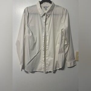 White Casual Button Down Shirt with Relaxed Fit